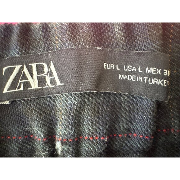 2/$30 ZARA Large Pleated Plaid Mini Skirt In Navy Blue - Picture 4 of 12